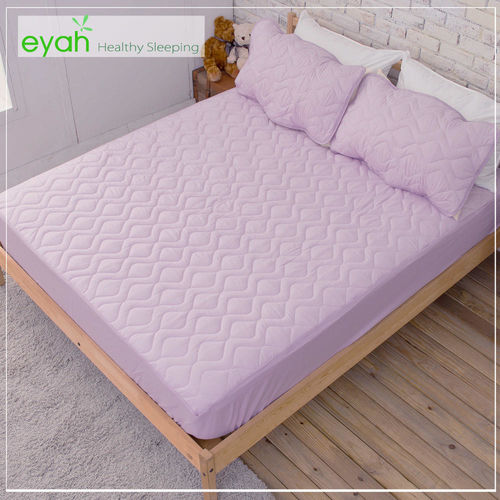 【eyah】純色保潔墊床包式單人2入組(含枕墊*1)-魅力紫