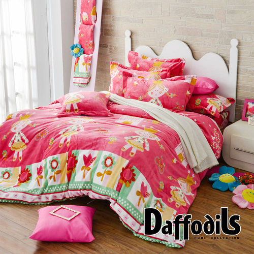 Daffodils《公主花園》雙人加大四件式超柔法蘭絨兩用被鋪棉床包組