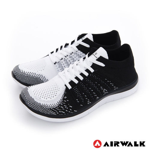  【美國 AIRWALK】凱普頓 編織透氣運動慢跑鞋 -男- 黑白
