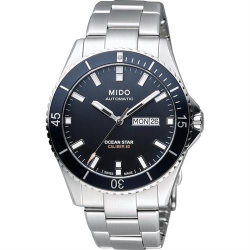 MIDO美度OceanStarCaliber80200m潛水機械腕錶-黑x銀M0264301105100
