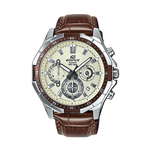 【CASIO 卡西歐 EDIFICE】商務時尚 三眼男錶 皮革錶帶 防水100米 (EFR-554L-7A)
