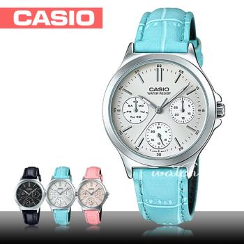 【CASIO 卡西歐】氣質首選 皮革錶帶 防水 礦物玻璃 女錶(LTP-V300L-2A)