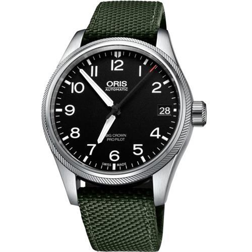 Oris Big Crown ProPilot 日期機械腕錶-黑x軍綠/41mm 0175176974164-0752014FC