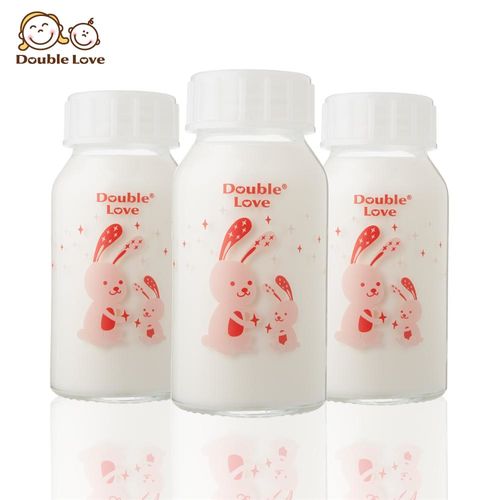 【台灣Double Love】120ML玻璃奶瓶標準口徑儲存瓶 3入-小兔【EA0027】