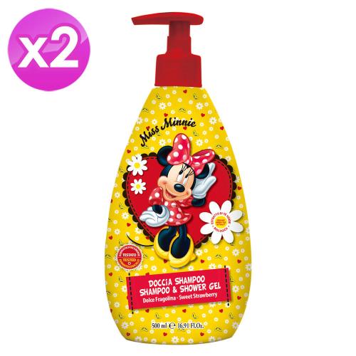 【即期品】義大利進口Disney Minnie洗髮沐浴乳(甜草莓香)500ml(2入組)有效2021.07
