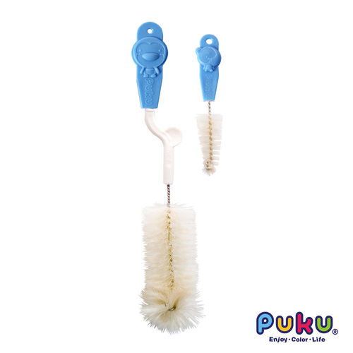 PUKU藍色企鵝 - 純毛造型奶瓶刷(水色)