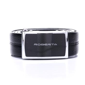 Roberta Colum - 低調品牌款碳纖自動金屬滑扣黑牛皮皮帶
