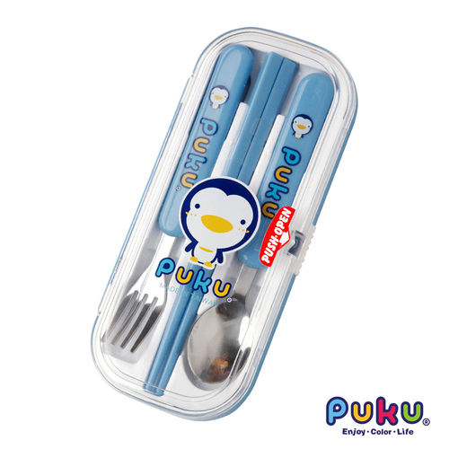 任-PUKU藍色企鵝 - 三入餐具組(水色)