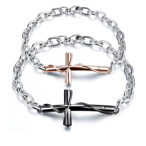 【I.Dear Jewelry】愛情誓言-西德鋼-十字架造型鈦鋼情侶手鍊(對鍊組)