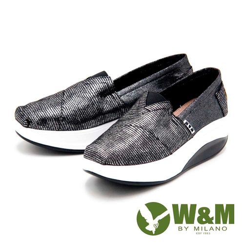 W&M BOUNCE系列 金屬質感亮面增高鞋 女鞋-黑(另有白)
