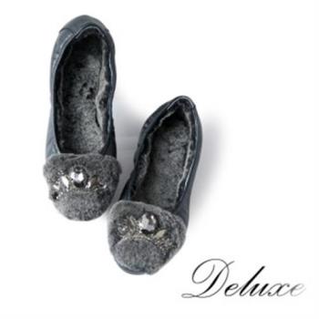 【Deluxe】暖毛包頭娃娃鞋(綿羊毛絕對暖足 黑)-9052-8-網