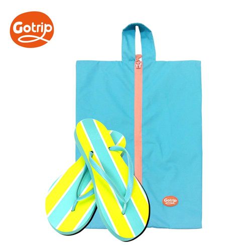 【GO TRIP 尚旅】極輕量防潑水海灘鞋收納袋 螢光藍