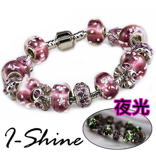【I-Shine】尊寵愛-潘朵拉風 夜光琉璃串珠晶鑽手鍊