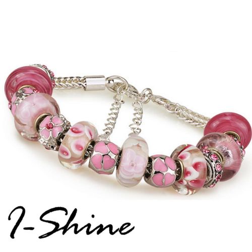【I-Shine】獨占愛-潘朵拉風 銀箔琉璃串珠晶鑽手鍊