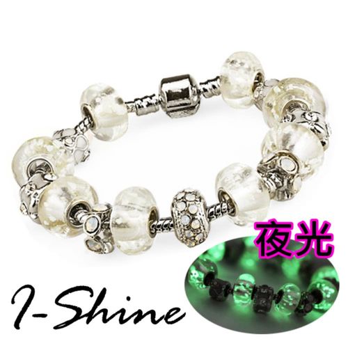 【I-Shine】決定愛-潘朵拉風 夜光琉璃串珠晶鑽手鍊
