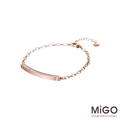 MiGO 心動施華洛世奇美鑽/白鋼手環-小(玫瑰金)