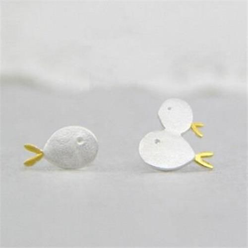 【米蘭精品】925純銀耳環耳針式耳飾韓版可愛小魚73ag62