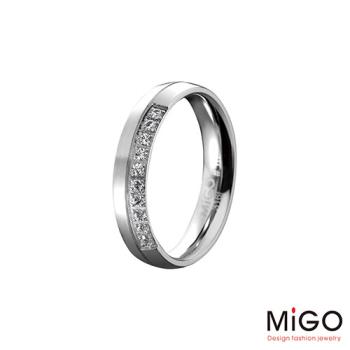 MiGO 珍愛施華洛世奇美鑽/白鋼女戒指