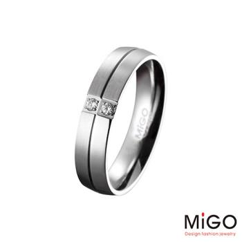 MiGO 珍愛施華洛世奇美鑽/白鋼男戒指
