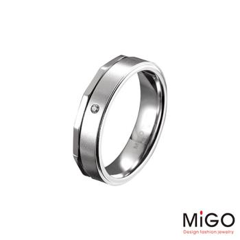 MiGO 愛的時光鑽石/白鋼男戒指