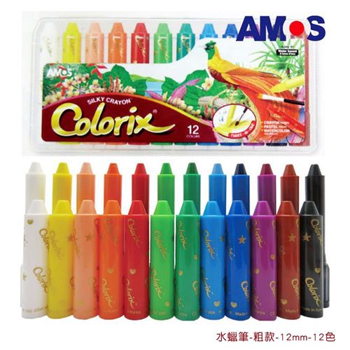 【BabyTiger虎兒寶】韓國 AMOS 神奇水蠟筆 - 粗款 - 12 色