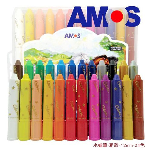 【BabyTiger虎兒寶】韓國 AMOS 神奇水蠟筆 - 粗款 - 24 色