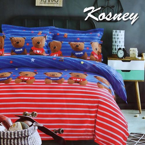 【KOSNEY】熊的故事 頂級法蘭絨雙人四件式兩用被套床包組