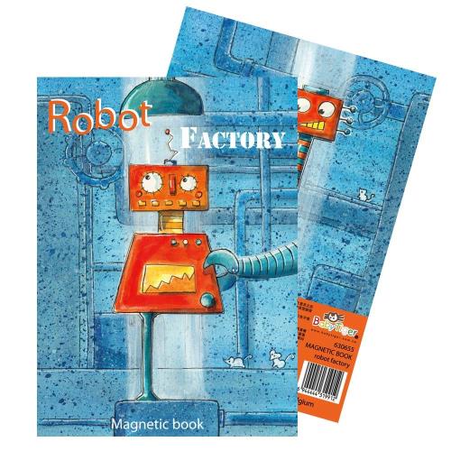 【BabyTiger虎兒寶】比利時 Egmont Toys 艾格蒙繪本風口袋遊戲磁鐵書 - 機器人工廠