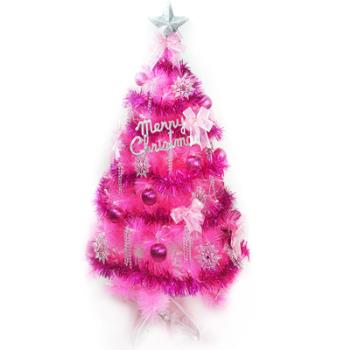 摩達客耶誕★台灣製4尺(120cm)特級粉紅色松針葉聖誕樹 (銀紫色系配件)(不含燈) (本島免運費)