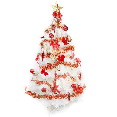 摩達客耶誕-台灣製5尺(150cm)特級白色松針葉聖誕樹 (紅金色系)(不含燈)(本島免運費)
