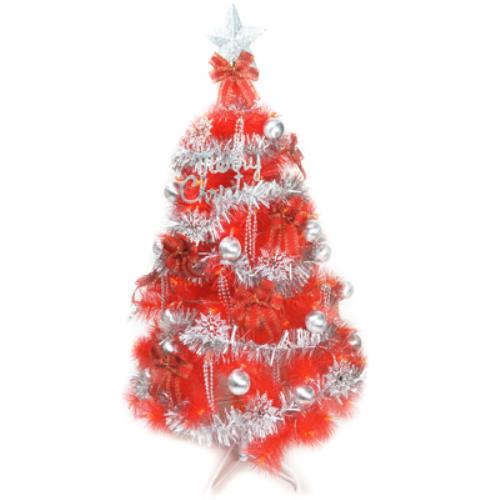 摩達客耶誕-台灣製6尺(180cm)特級紅色松針葉聖誕樹 (銀紅色系配件)(不含燈) (本島免運費)