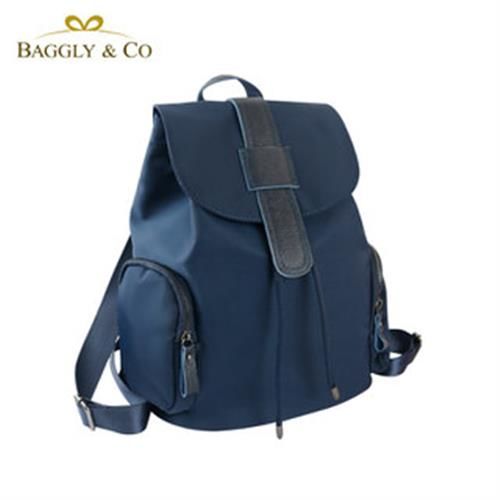 【BAGGLY&CO】輕盈時尚防潑水尼龍真皮後背包(二色)