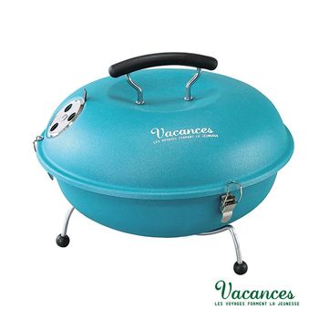 【日本 VACANCES】野餐度假 BBQ 輕量 藍色 馬卡龍造型烤肉爐 / 烤肉 烤箱