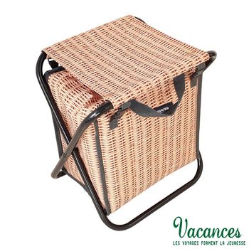 【日本 VACANCES】多功能 棕色 保溫保冷保鮮 手提 收納摺疊椅 / 露營 野餐