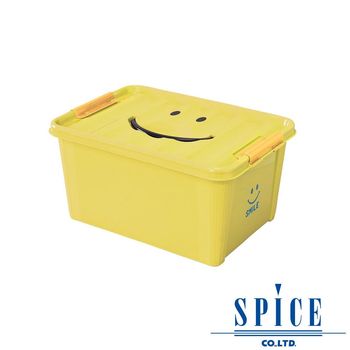 SPICE KIDS馬卡龍附蓋微笑整理箱收納箱黃色M