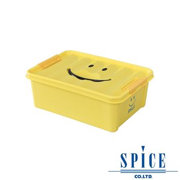 SPICE KIDS馬卡龍附蓋微笑整理箱收納箱黃色S