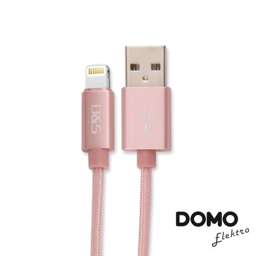 【DOMO】蘋果MFI認證Lightning USB充電傳輸線(1m)-玫瑰金
