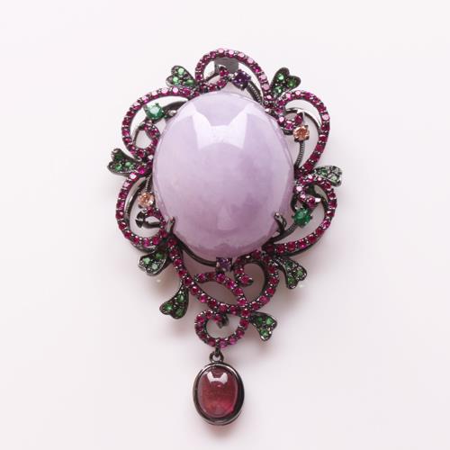 【雅紅珠寶】天然紫蘿蘭翡翠玉墜子-大紅大紫