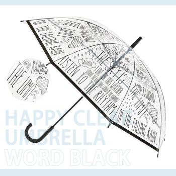 日本 HAPPY CLEAR UMBRELLA WORD BLACK 文字 晴天 雨傘