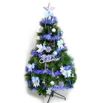 摩達客 台灣製 10呎/ 10尺(300cm)豪華版裝飾綠聖誕樹 (+藍銀色系配件組)(不含燈)