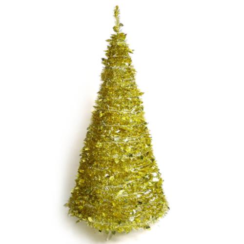 摩達客 6尺/6呎(180cm) 創意彈簧摺疊聖誕樹 (金色系)