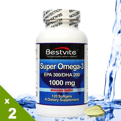 【美國BestVite】必賜力超級OMEGA-3魚油膠囊2瓶組 (120顆*2瓶)