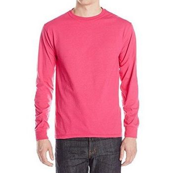 美國國民 2017男時尚彈性針織粉紅色長袖圓領ㄒ恤(預購)