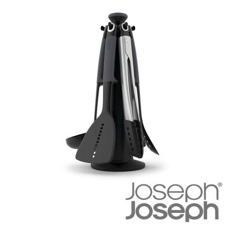 《Joseph Joseph英國創意餐廚》不沾桌鏟杓餐夾6件組(附架)-灰