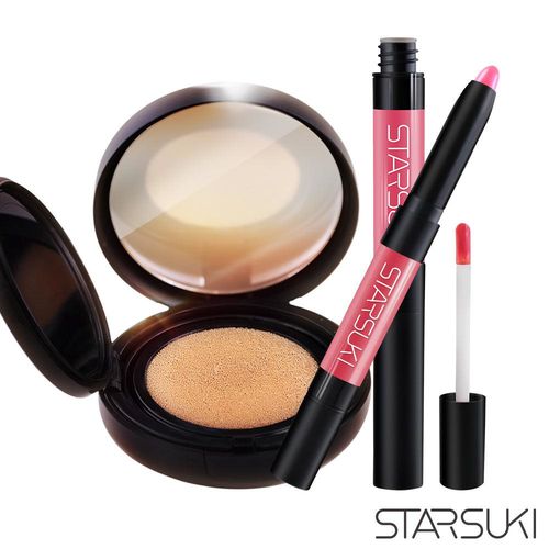 STARSUKI 妝自然防曬氣墊粉底霜 SPF50 PA+++ 加口拭心緋雙效唇頰筆【即期良品】