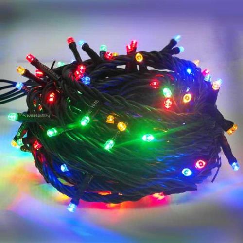 音樂LED燈串聖誕燈-100燈樹燈串 (四彩光黑線)(附控制器跳機)(高亮度省電有聖誕音樂)