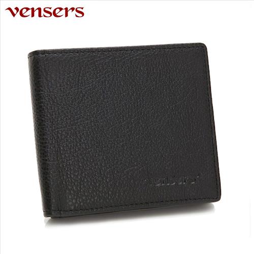  【vensers】小牛皮潮流個性皮夾~NB0280201黑色短夾