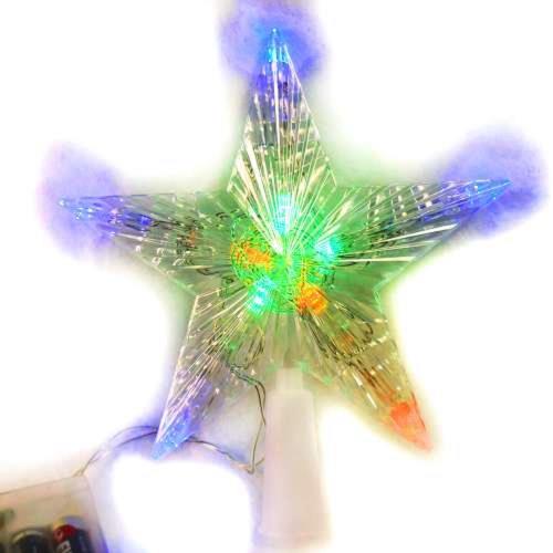摩達客 聖誕燈LED透明樹頂星電池燈 (彩光) (高亮度又環保)(可裝飾於聖誕樹頂或窗戶等)