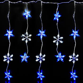 摩達客-聖誕燈LED燈100燈星星雪花造型窗簾燈(附控制器跳機)
