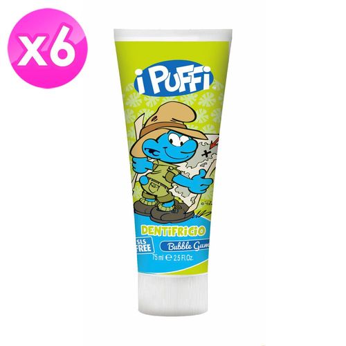 【義大利進口 Smurfs】含氟牙膏泡泡糖香味-75ml ( 6入組 )